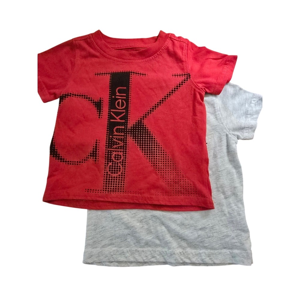 Calvin Klein Jeans Toddler Boys 12M T-Shirt Bundle Red Gray Logo 2‎ Pack